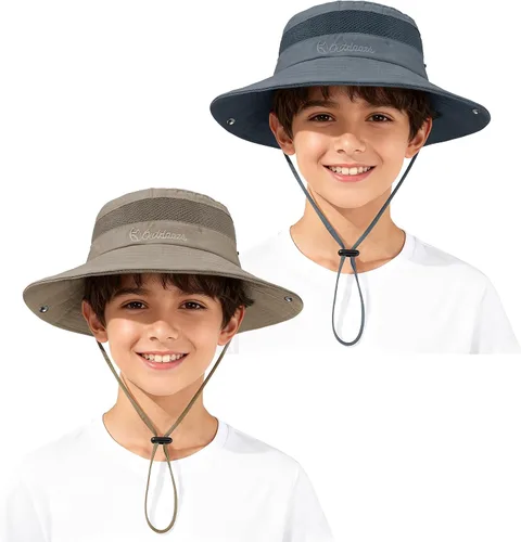 Miniatura 13 de Zando Sombrero de sol para niños al aire libre, UPF 50+, impermeable, sombrero de pescador para niños y niñas, ala ancha, resistente al viento