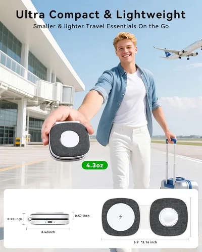 Miniatura 2 de Cargador inalámbrico plegable 2 en 1 Mag-Safe para iPhone 16 15 14 13 12 Series, Apple Watch Series/Ultra/SE, Airpods/Pro, cargador Magsafe portátil
