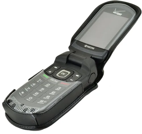 Miniatura 4 de Turtleback Funda ajustada para Kyocera DuraXV Flip Phone Negro Cuero Giratorio Clip de Cinturón Desmontable