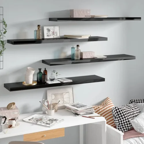 Miniatura 47 de Estantes flotantes de pared, juego de 4 estantes decorativos para montar en la pared, estante colgante con soportes invisibles para decoración
