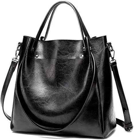 MnSue Bolso de mano grande del hombro del bolso del cubo de las mujeres del bolso del bolso del bolso de la manija superior del uso dual