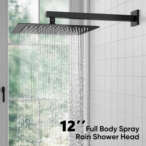 Miniatura 3 de ESNBIA - Sistema de regadera, estilo lluvia de 12 pulgadas para baño con juego combinado de mano, sistema dual de alta presión montado en la pared
