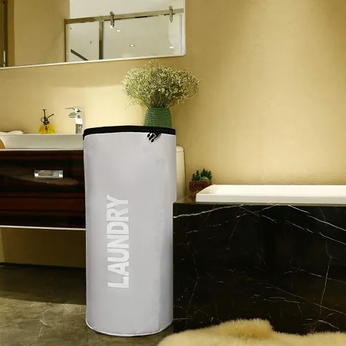 Miniatura 7 de WOWLIVE Bolsa de lavandería plegable extra grande, cesta de lavandería plegable, para mochila, ropa sucia, cesta impermeable para dormitorio (beige)