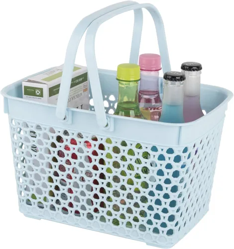 Anyoifax Cesta portátil para ducha, bolsa de limpieza de plástico con asas, organizador de almacenamiento grande para baño, dormitorio