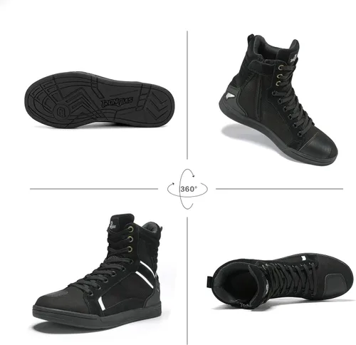 Miniatura 4 de BORLENI Botas de motocicleta para calle, zapatos de conducción antideslizantes, para senderismo al aire libre, trabajo, zapatos de trabajo