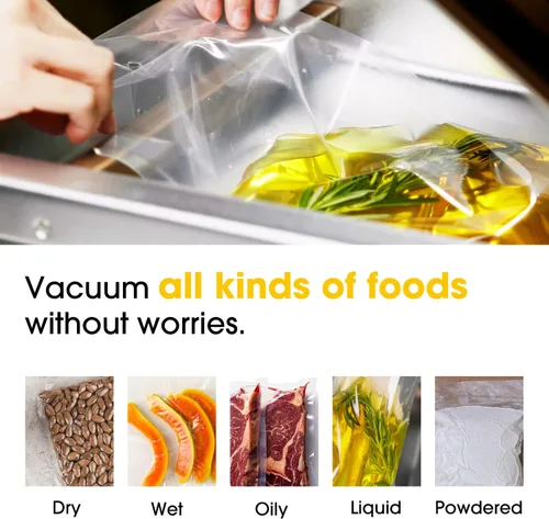 Miniatura 5 de Sellador al vacío de cámara de 10 pulgadas con bomba de aceite, resistente, ideal para alimentos húmedos, líquidos, polvos y Sous Vide, funciona