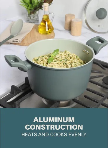 Miniatura 5 de Gibson Home Barnsdall Juego de 10 Piezas de Ollas y Sartenes Antiadherentes de Cerámica Premium Sin PFA de Aluminio para Inducción con Herramientas