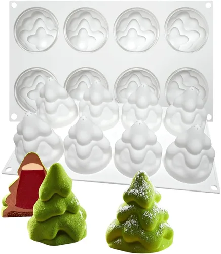 Miniatura 14 de TUKE Molde de silicona para árbol de Navidad, moldes en forma de árbol para hacer velas de jabón hechas a mano, pasteles, dulces de postre