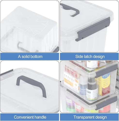 Miniatura 8 de Contenedores pequeños de 6 cuartos de galón con tapas, caja de almacenamiento de plástico transparente con asa, 6 paquetes