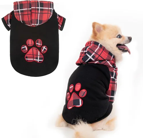 Miniatura 35 de KOOLTAIL Sudadera a cuadros con capucha, con gorro y bolsillo, para perros pequeños, medianos y grandes y gatos, abrigo suave y cálido para invierno