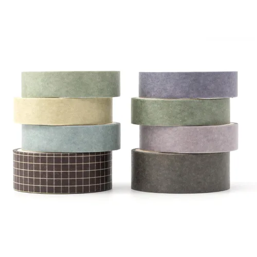 Miniatura 11 de YUBBAEX - Juego de 8 rollos de cinta adhesiva básica Washi de color sólido con cuadrícula, cinta adhesiva decorativa para arte, manualidades DIY