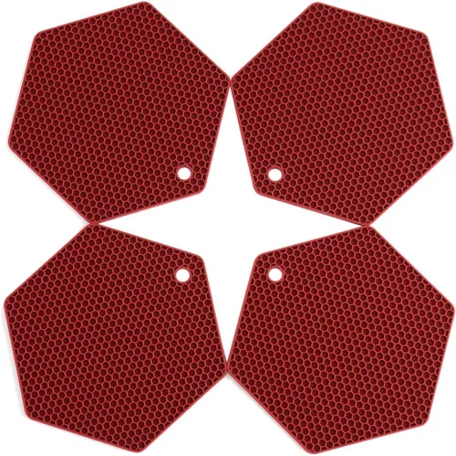 Paquete de 4 salvamanteles de silicona, tapete de secado de platos de diferentes tamaños, soporte para ollas y sartenes, almohadillas calientes de