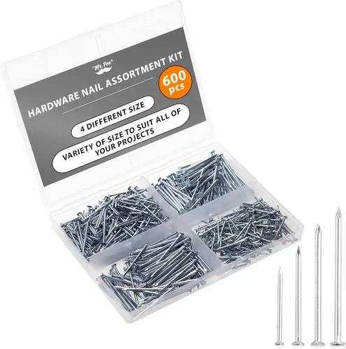 Miniatura 10 de Mr. Pen - Kit de clavos surtidos, 400 unidades, 6 tamaños, plateados, clavos pequeños para colgar cuadros, clavos de acabado, clavos de pared