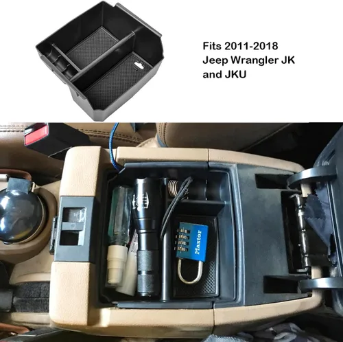 Miniatura 7 de EDBETOS Bandeja organizadora de consola central compatible con Jeep Wrangler JK/JKU 2011-2018 Rubicon Sport Sahara Accesorios Reposabrazos Guantera