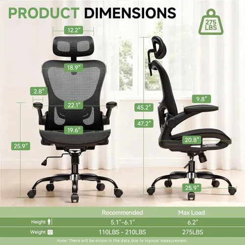 Miniatura 3 de GTPLAYER Silla de oficina, silla de escritorio ergonómica para el hogar con malla de respaldo alto, sillas de escritorio de malla para computadora