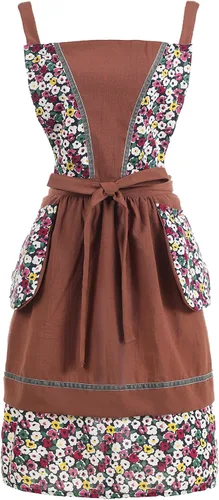 Miniatura 13 de Pinknoke Delantales de cocina para mujer con bolsillos, lindo delantal vintage de chef, delantal pinafore para jardinería, cocina, horneado, pintura