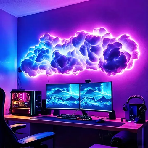 FUSLITE Luz LED 3D Thundercloud, luces de nube de techo con control remoto, kit de bricolaje, nubes LED para techo, sala de juegos, dormitorio,