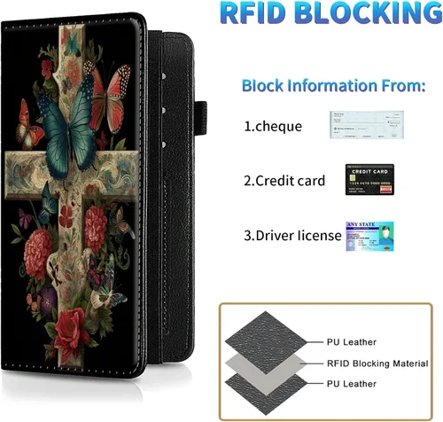 Miniatura 26 de Funda para chequera para hombres y mujeres, cartera de cuero RFID con ranuras para tarjetas de crédito, soporte de cheques duplicados personales