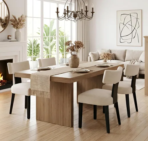 Miniatura 9 de Shunzhi Juego de 2 sillas de comedor modernas de mediados de siglo, sillas tapizadas de madera para comedor, sillas de cocina estilo granja, sillas