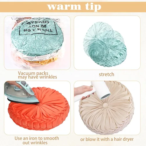 Miniatura 3 de Yerliker 6 cojines de suelo redondos de terciopelo de 15 pulgadas, cojines flexibles y coloridos para sofá, silla, sala de estar, dormitorio