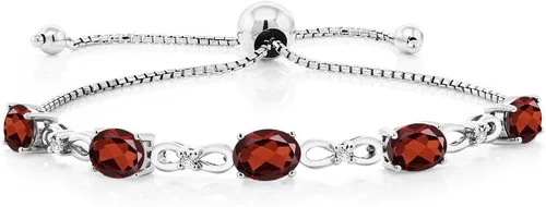 Miniatura 10 de Gem Stone King Pulsera de tenis de diamantes cultivados en laboratorio con piedra natal de 3-6 quilates para mujer, plata de ley 925, ovalada