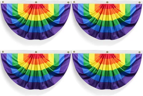 Miniatura 11 de 4 unidades de bandera plisada de abanico de orgullo transgénero de 1.5 x 3 pies, decoración gay, suministros de fiesta, decoración de pared LGBTQ