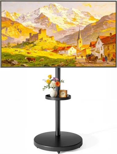 Miniatura 9 de Soporte de TV móvil con ruedas y altura ajustable para TV de 13 a 43 pulgadas hasta 15 kg, de retrato a paisaje, carrito de TV con caja