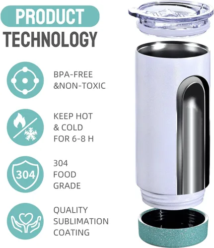 Miniatura 3 de Paquete de 6 vasos de sublimación aislados de 17 onzas a granel, vasos de doble pared de acero inoxidable con base de silicona de corcho y tapa