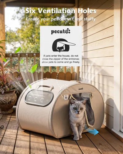 Miniatura 6 de Pecute Casa de refrigeración para gatos, con alfombrilla de refrigeración para perros pequeños, cama interior para gatos con aislamiento y 6 bolsas