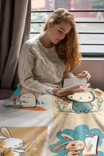 Miniatura 4 de Manta de bebé personalizada con temática de conejo para niños y niñas, regalos divertidos de conejitos para amantes de los conejitos y mujeres