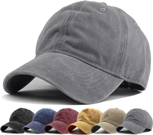Miniatura 20 de HH HOFNEN Gorra de béisbol de algodón de sarga lavada y desgastada, vintage, ajustable, para hombre y mujer