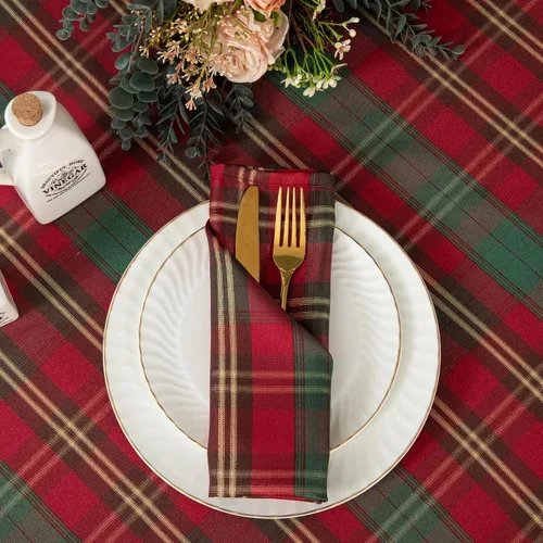 Rectangle Plaid Waterproof Tablecloth for Christmas, W20 x L20 | Checkered Style Table Cloth Holiday Family Gathering Rectangle Table Cover -