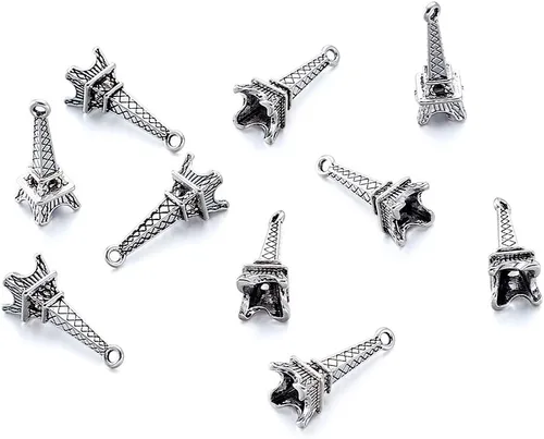 Craftdady Colgantes de Plata Tibetana Dijes Antiguos de Metal Adorno Colgante Estrella Abeja Corazón Colgantes Vintage Caballito de Mar Torre Eiffel