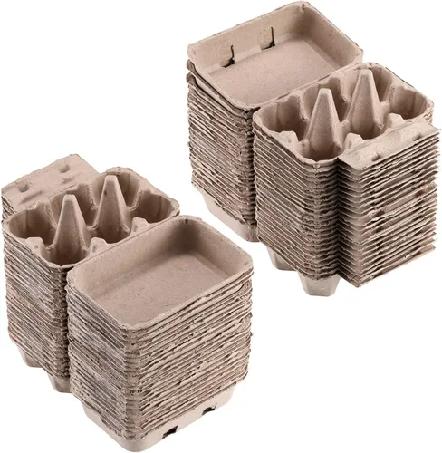 Miniatura 4 de Media docena de cajas de huevos vintage, paquete de 50 cartones de huevos de pulpa natural en blanco, 6 unidades para huevos de gallina, bandeja
