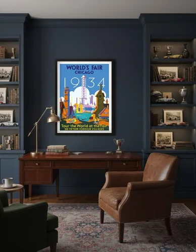 Miniatura 4 de 1934 World Fair Chicago - Tour the World at the Fair - Póster de viaje vintage de Weimer Pursell c.1934 - Impresión artística maestra (sin marco) 9
