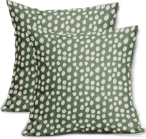 Miniatura 35 de Fundas de almohada marrón y blancas de 18 x 18 pulgadas, juego de 2 almohadas boho grises con lunares, fundas de almohada modernas estampadas
