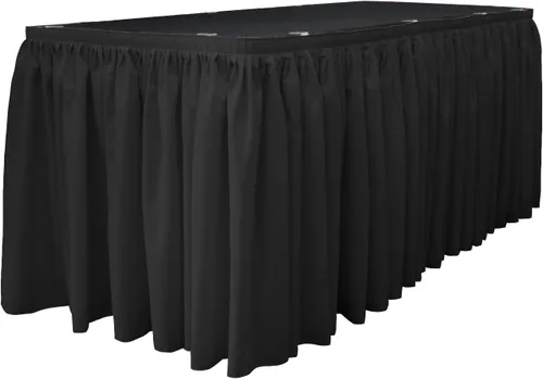 LA Linen Falda de mesa de popelina de poliéster para mesas rectangulares, tela plisada para banquetes de boda, 14 pies por 29 pulgadas de largo con