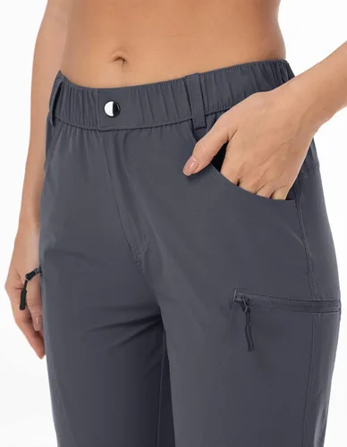 Miniatura 4 de Pantalones de senderismo para mujer, ligeros, para exteriores, estilo capri para atletismo, casual, con UPF 50, bolsillos con cremallera de secado