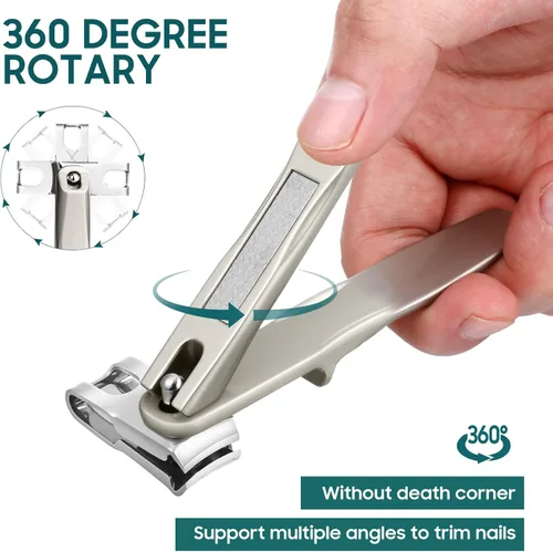 Miniatura 2 de Cortaúñas para personas mayores, cortaúñas rotativas de 360 grados con mango largo, ultra afilado, resistente, de acero inoxidable, resistente