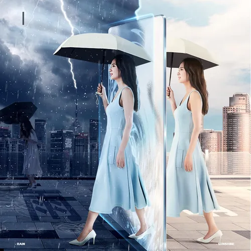Miniatura 6 de Cloudia Mini paraguas para bolso, portátil y compacto, perfecto para lluvia y sol con protección UV