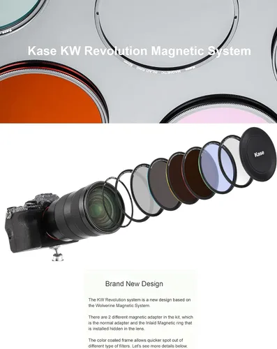 Miniatura 3 de Kase KW Revolution - Kit de megafiltro, magnético, a prueba de golpes, vidrio óptico templado con anillos codificados por colores, incluye tapa