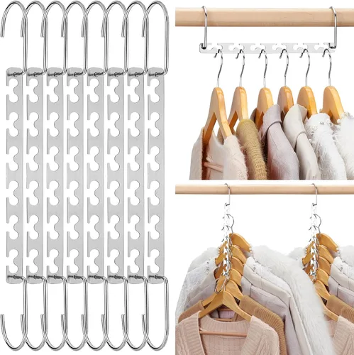 Miniatura 11 de HOUSE DAY Perchas Ahorradoras de Espacio para Ropa Paquete de 6, Organizador de Perchas de Servicio Pesado Capacidad de 30 Libras , Percha Mágica