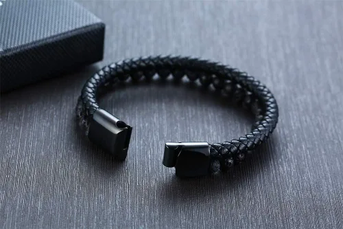 Miniatura 4 de VNOX Pulsera vikingo para hombre, de cuero genuino, trenzada, estilo vintage, martillo de Thor, pulseras de Wirstband, joyería vikinga para hombres