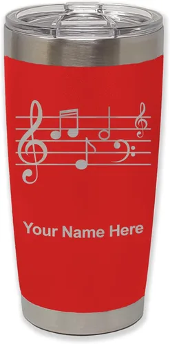 Miniatura 34 de LaserGram Vaso aislado al vacío de 20 onzas, personal de música, grabado personalizado incluido (negro)