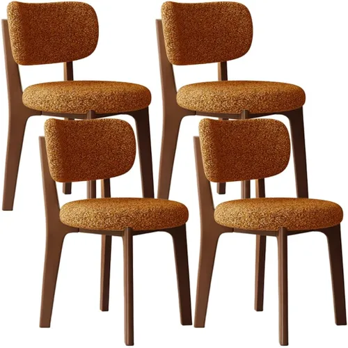 Miniatura 19 de YVYKFZD Solid Wood Dining Chairs, Fabric Dining Room Chair Set of 2/4/6, Upholstered Kitchen Chairs with Curved Backrest, Armless Living Room Chair