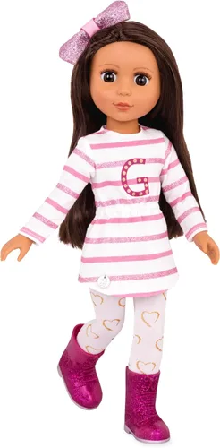 Miniatura 11 de Glitter Girls – Muñeca de moda de 14 pulgadas – Cabello castaño y ojos azules – Vestido rosa, zapatos brillantes y lazo para el cabello – Muñecas
