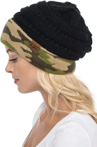 Miniatura 601 de C.C Trendy Warm Chunky Soft Stretch Cable Knit Beanie