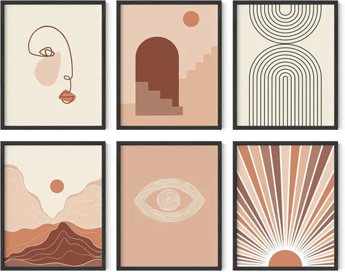 Miniatura 31 de HAUS AND HUES Arte abstracto negro para pared, juego de 6 impresiones artísticas modernas de líneas negras y grises, arte abstracto geométrico Juego