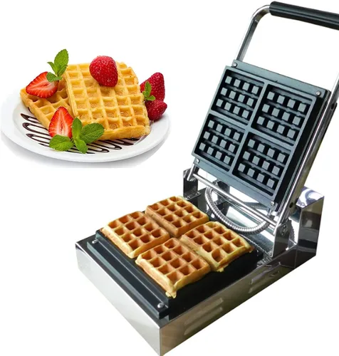 Máquina de gofres belga de 1200 W, platos de cocina antiadherentes, máquina de gofres con control de temperatura ajustable, gofres belgas grandes de