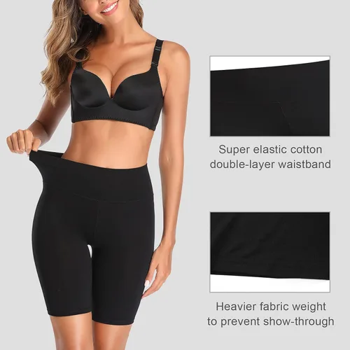 Miniatura 2 de Pantalones cortos de algodón con cintura alta para yoga o para llevar debajo de un vestido, pantalones de piernas largas, tallas regulares y grandes
